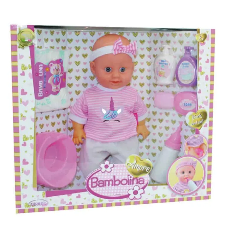 Bambolina Playtime Babypop met drink- & plasfunctie