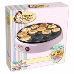 Bestron Poffertjesmaker voor 14 poffertjes (800 W) roze