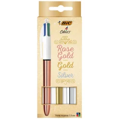 Bic 4-kleurenbalpennen (3 stuks) Rose gold/Gold/Silver