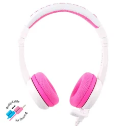 Buddyphones on ear met staafmicrofoon – roze