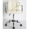 Bureelstoel ecru met armleuning, verchroomd onderstel, verstelbaar