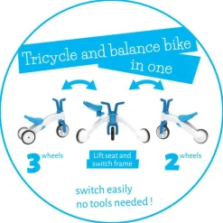 Chillafish Driewieler & loopfiets Bunzi (2 in 1) blauw