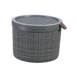 Curver Opbergbox rond 2L met deksel in jute, donkergrijs