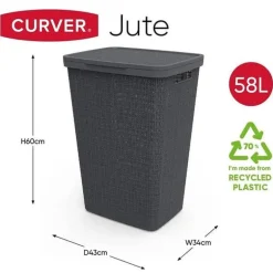 Curver wasbox 58L in jute, donkergrijs
