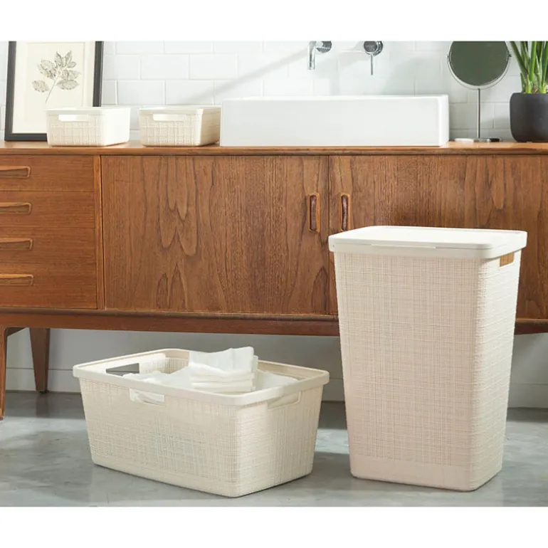 Curver wasmand rechthoek 46L in jute, wit