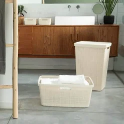 Curver wasmand rechthoek 46L in jute, wit