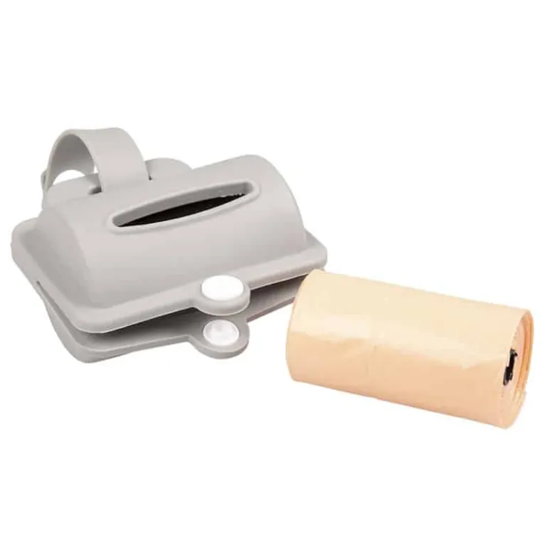 Duvo+ poepzakjes dispenser Silicone (8,2cm) grijs of roze