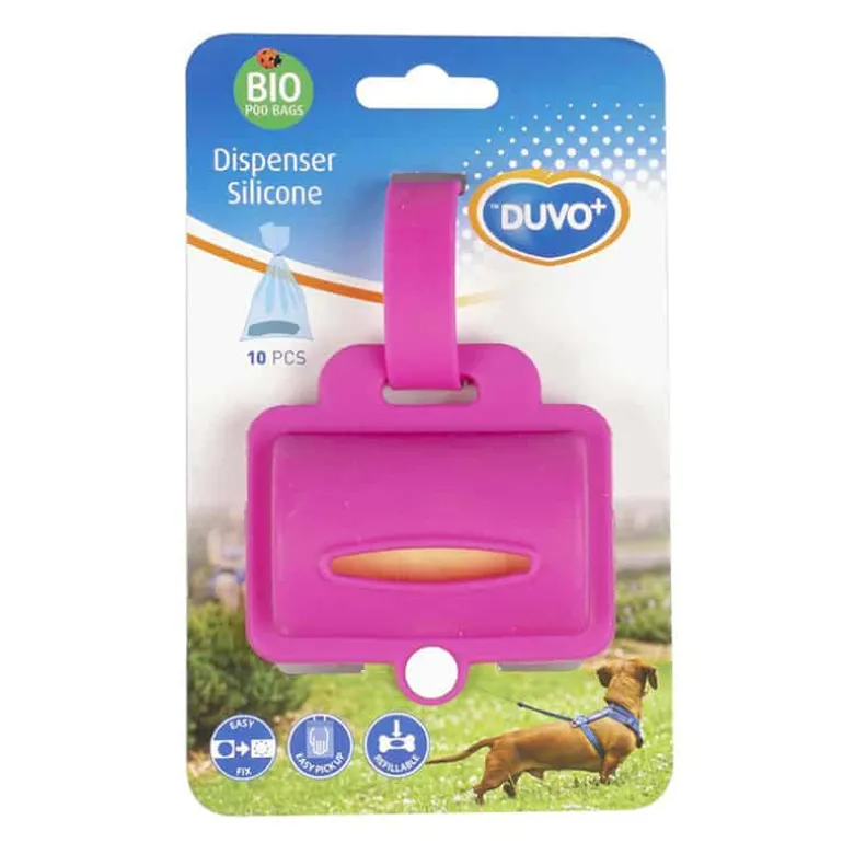 Duvo+ poepzakjes dispenser Silicone (8,2cm) grijs of roze