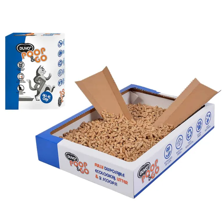 Duvo+ Wegwerpkattenbak +vulling (2kg) Premium Poop & Go