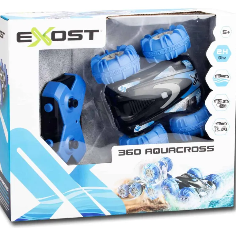 Exost 1:18 R/C 360° AquaCross amfibie stuntauto blauw