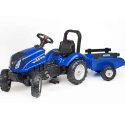 Falk Traktor met aanhangwagen “New Holland T6” blauw
