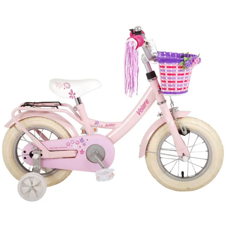 Fiets meisjes 12″ Volare in Ashley pink met mandje