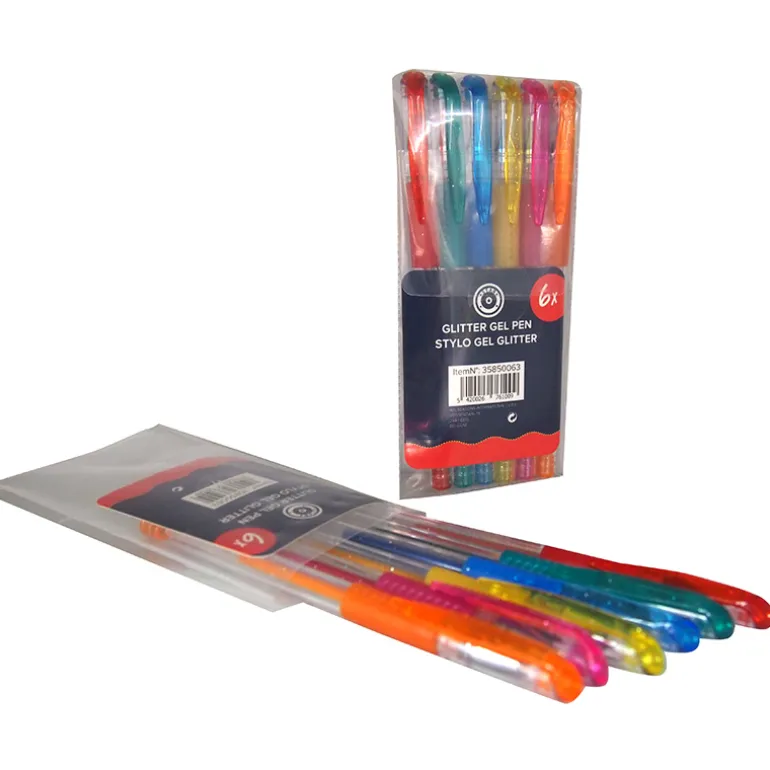 Glitter gelpennen (6 stuks)