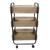 Houten rek op wielen met 3 laden
