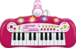 Keyboard electronisch 24 toetsen, met microfoon (roze)