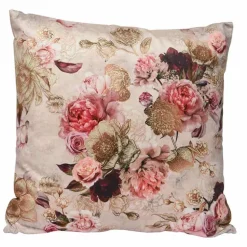 Kussen fluweel square print rose-gold ass.