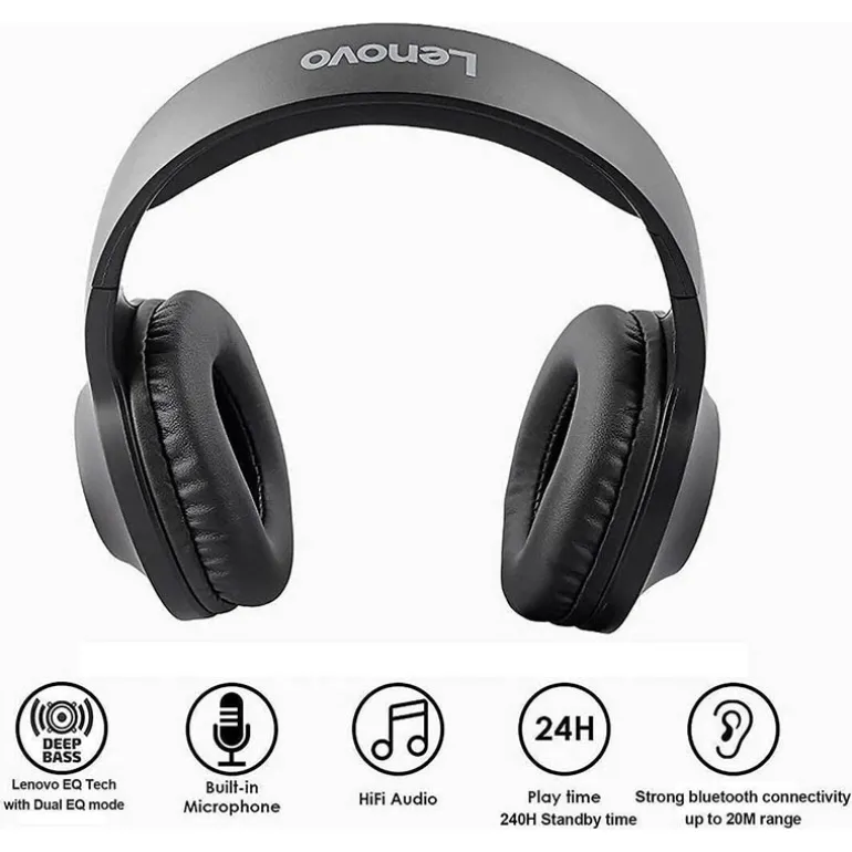 Lenova headphone over-ear HPH116 BT zwart