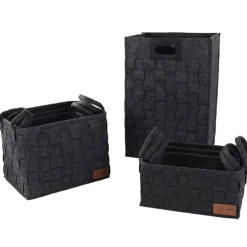 Mand vilt grijs met handvatten 30x20xH14cm