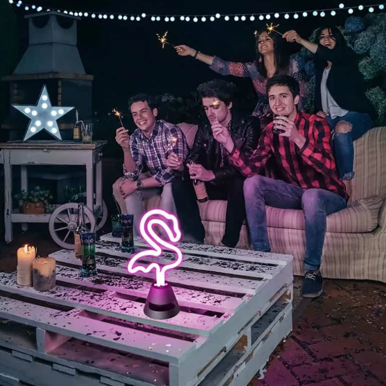 Neon Beat speaker LED flamingo