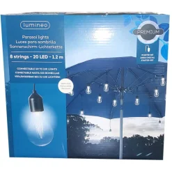 Parasol partylight buiten snoer (5m) zwart / 20 Led’s warm wit
