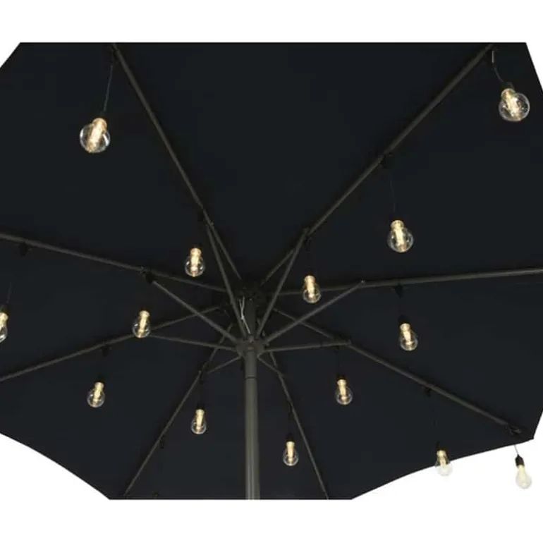 Parasol partylight buiten snoer (5m) zwart / 20 Led’s warm wit