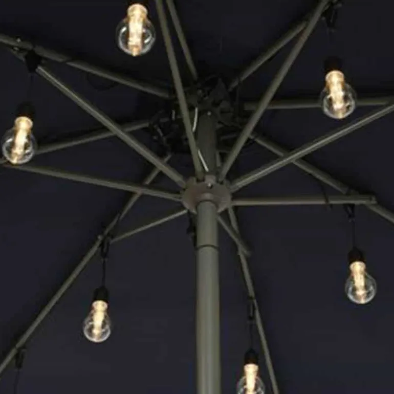 Parasol partylight buiten snoer (5m) zwart / 20 Led’s warm wit