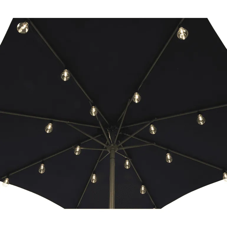 Parasol partylight buiten snoer (5m) zwart / 20 Led’s warm wit