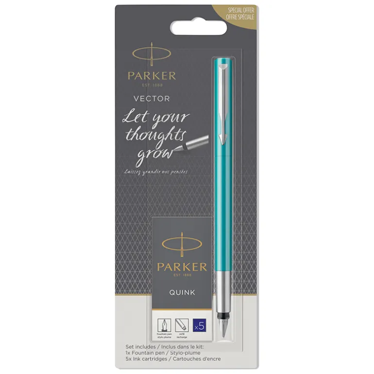 Parker Vector vulpen + blauwe inktpatronen