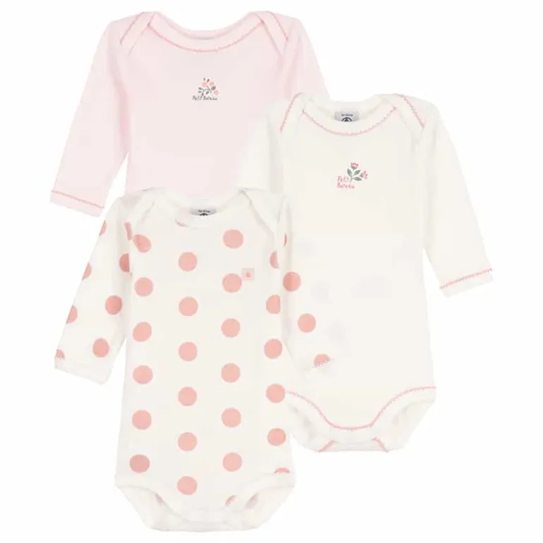 Petit Bateau Body lange mouw (3 stuks) roze