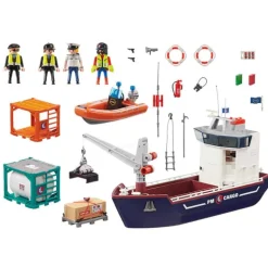 Playmobil Containerschip met douaneboot