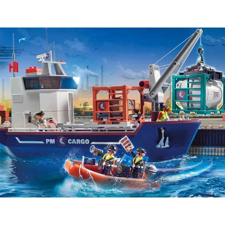 Playmobil Containerschip met douaneboot