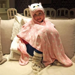 Poncho met kap Uil – roze