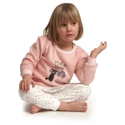 Pyjama meisjes pyjama velours Hearts (m92-116) Rose-grijs