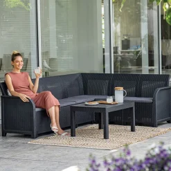 Rosalie hoeksalon graphite + Orlando tafel