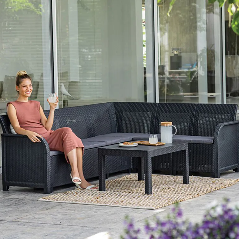 Rosalie hoeksalon graphite + Orlando tafel