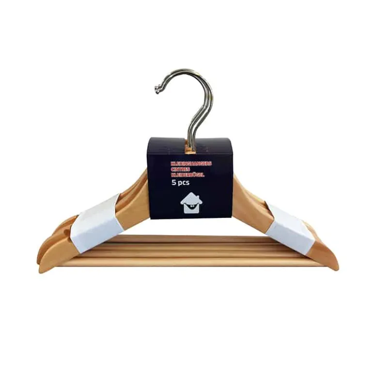 Set 5 houten kinderkapstokken