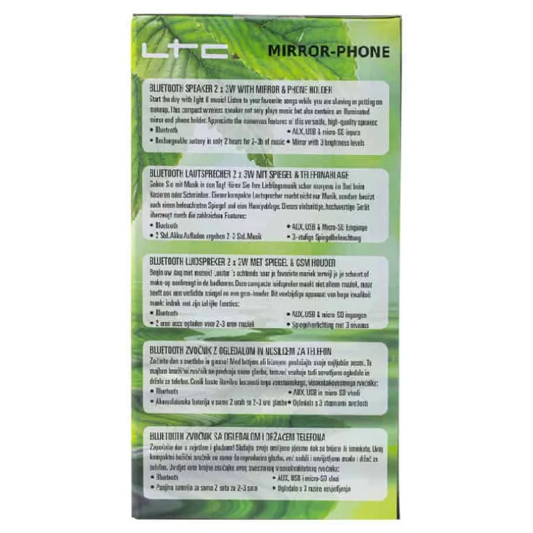 Speaker bluetooth spiegel met telefoonhouder