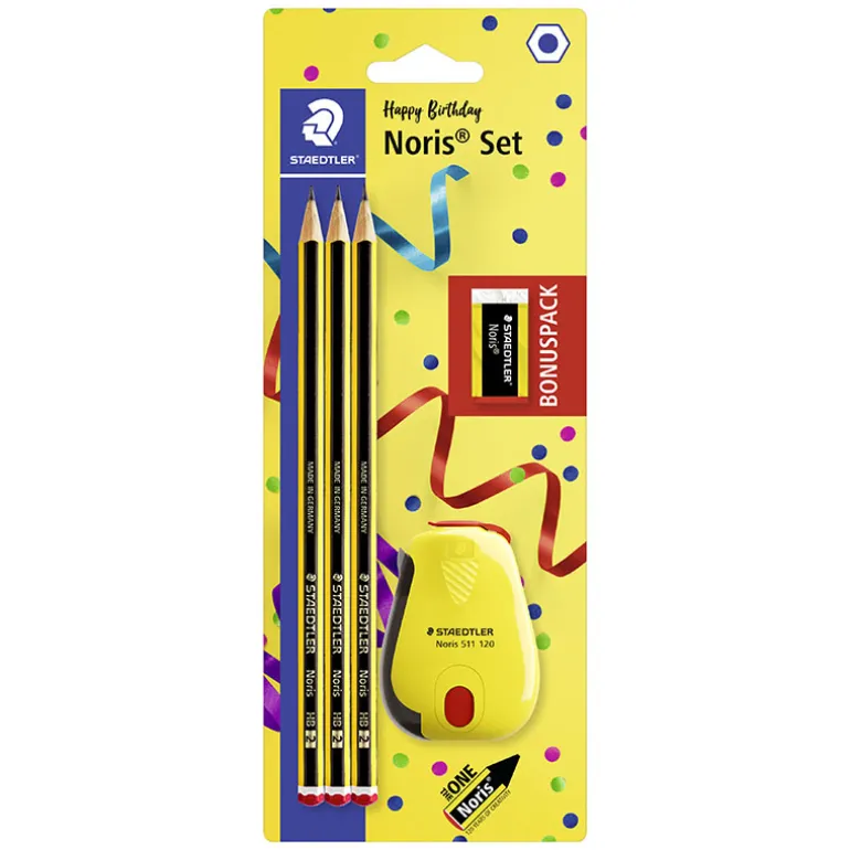 Staedtler Noris potlood 3xHB + gom + Noris slijper