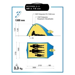 Tent Royan 2-3 in grijs/rood