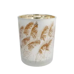 Theelichthouder Straw in glas (ø10xH12,5cm) grijs