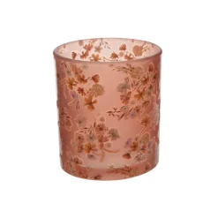 Theelichthouder (ø8xH9cm) glas bloemdeco
