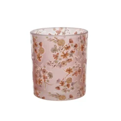 Theelichthouder (ø8xH9cm) glas bloemdeco