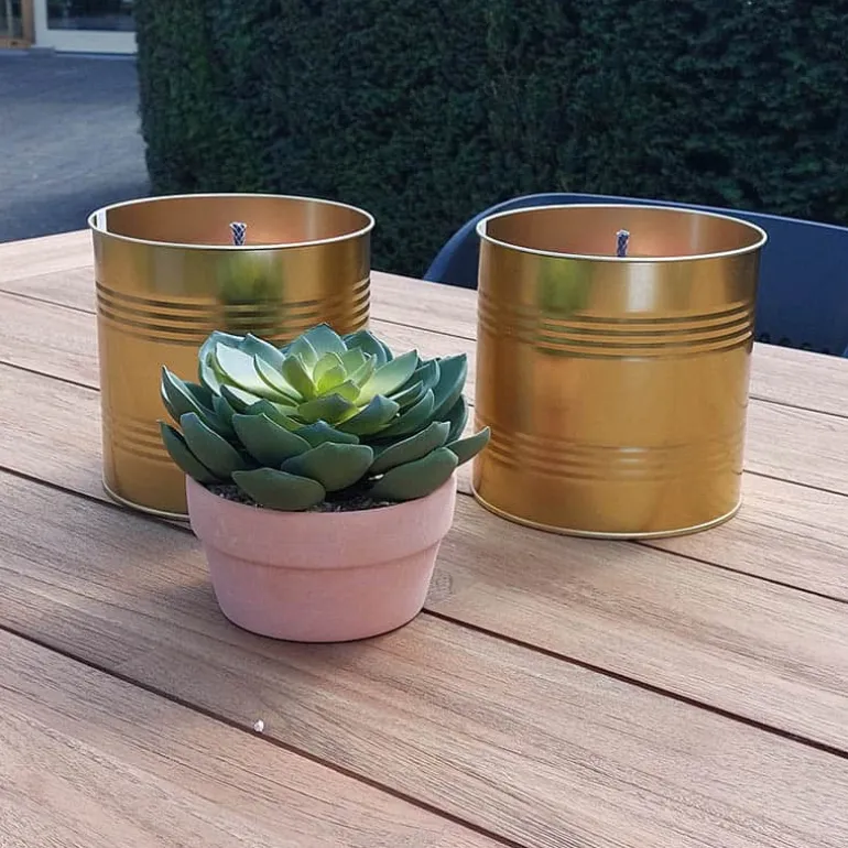 Tuinkaars in blik (ø16x15cm) goudkleur