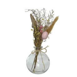 Vaas met droogbloemen (ø8xH22cm)