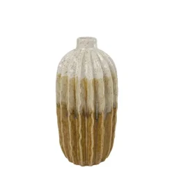 Vaas Ridge in aardewerk (ø13xH27cm) oker