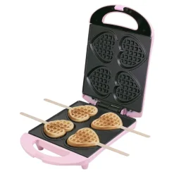 Wafelijzer Hartjes op stok roze 780 W
