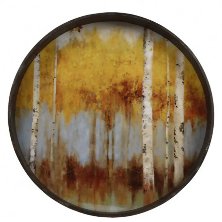 Wandversiering “Betula” (ø36x5cm) amber/blauw